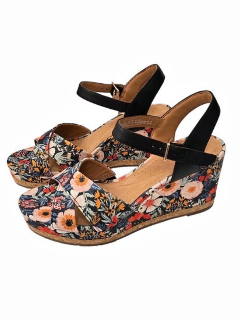 Clarks Chicly Floral Wedge Sandals in Multicolor